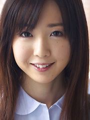 Mio Ayame Asian smiles and shows ass in panty under uniform