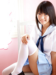 Fuuka Nishihama Asian takes school uniform off piece by piece